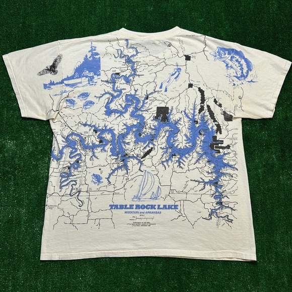 Delta Other - Vintage Delta Table Rock Lake AOP Map Graphic Tee Cream XL Men